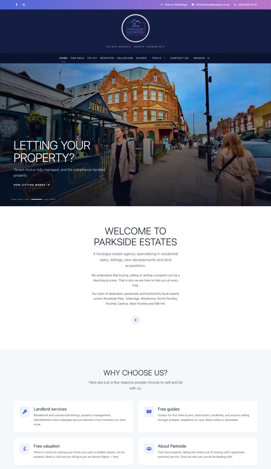 Parkside Estates website by LOS Digital
